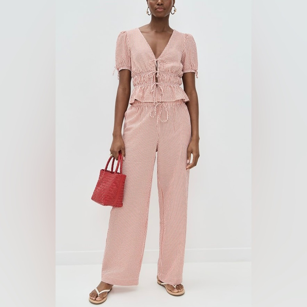 WAYF × Styled by COCO! Nina Gingham Seersucker Straight Leg Pants ✨ Size XS